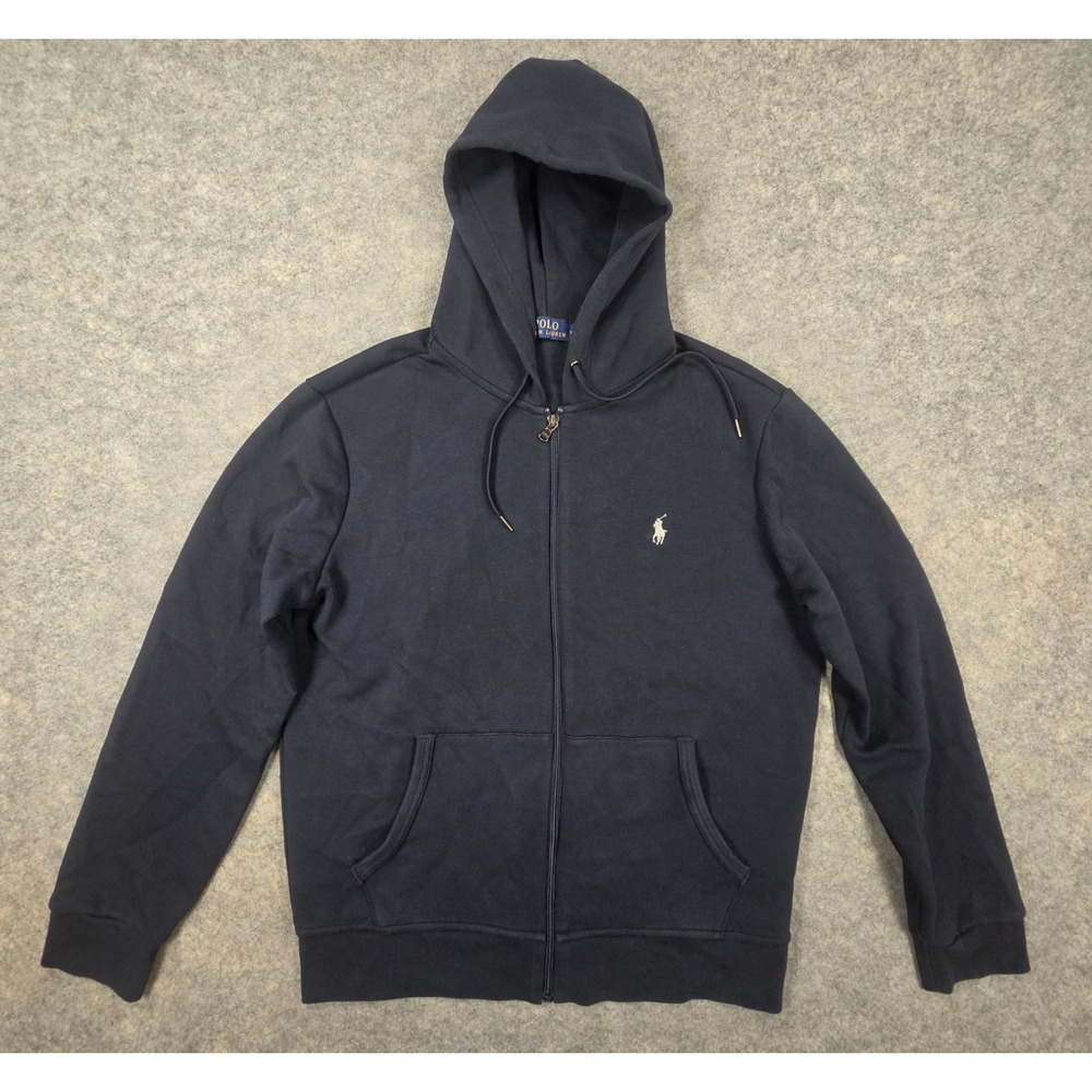 Polo Ralph Lauren Mens Full Zip Hoodie Navy Blue Pony Logo Sweatshirt Jacket